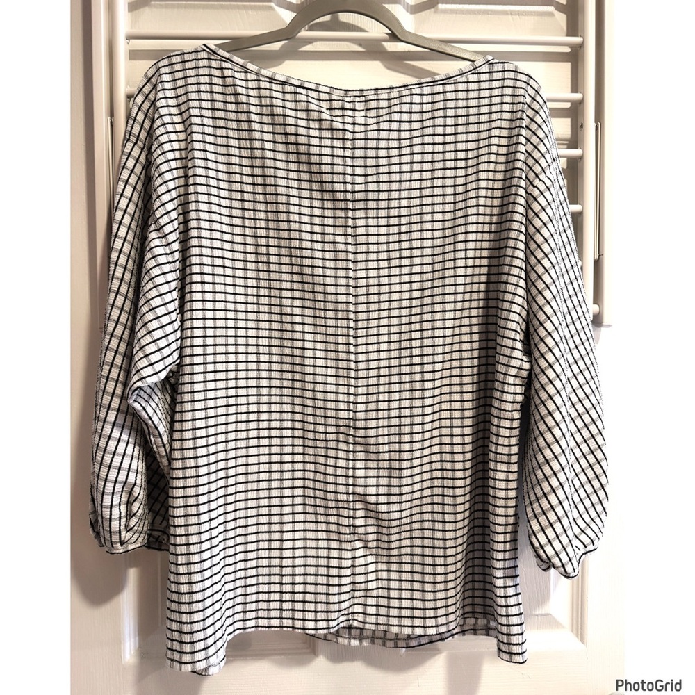 Max Studio Top Black White Plaid Xlarge - Picture 4 of 4